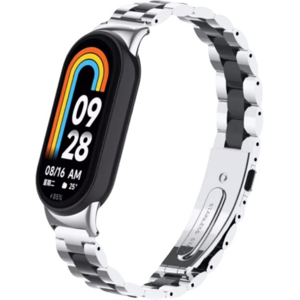Ремешок Bingo Stainless для XIAOMI Mi Band 8 Серебристый с черным