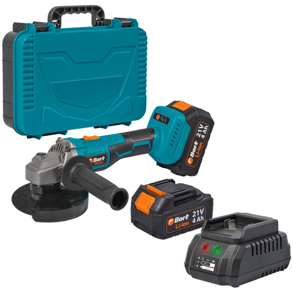 Угловая шлифмашина Bort BWS-21LI (с 2-мя АКБ, кейс)