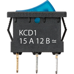 Выключатель клавишный TDM KCD1-101N 12В AC/DC синий SQ0746-0132