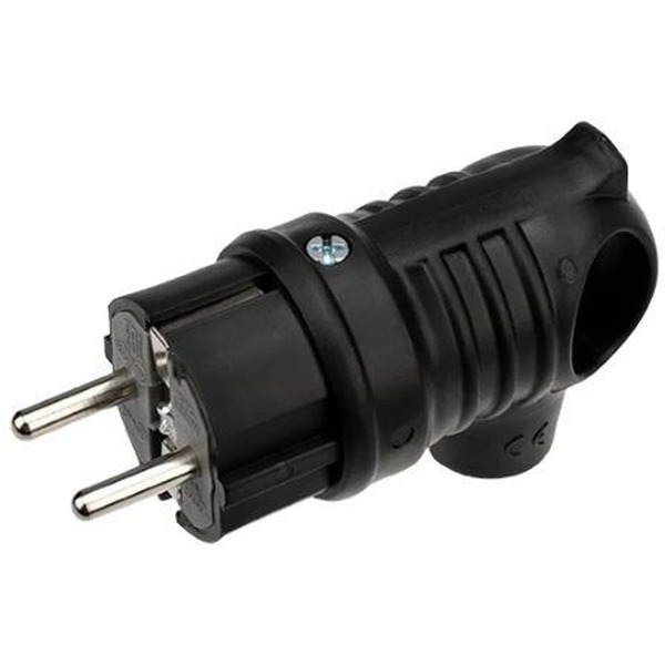 Вилка угловая влагозащищенная с кольцом, с/з, 16 А, IP44 каучук REXANT