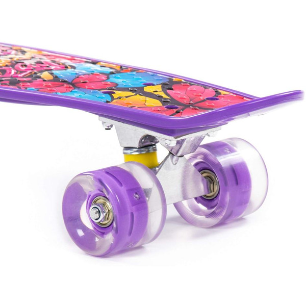 Доска роликовая Полесье 89625 (56 см) фиолетовая с наклейкой и фиолетовыми колёсами
