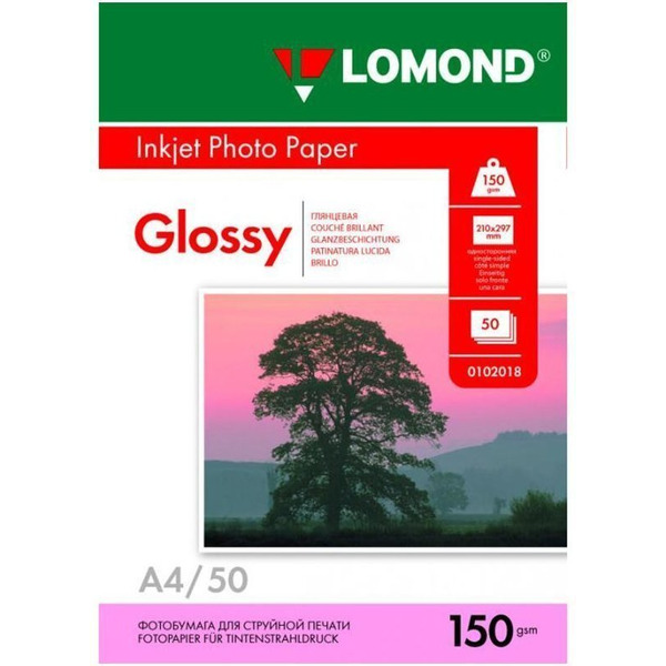 Фотобумага Lomond Глянцевая A4 150 г/кв.м. 50 листов (0102018)