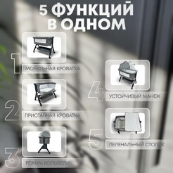 Детская кроватка BubaGo Somela LUX BGL 180-11 (серый)