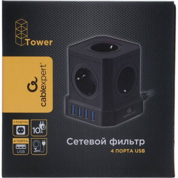 Сетевой фильтр Cablexpert TWR-5-U4-B-3