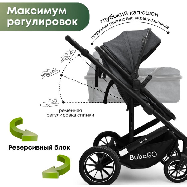 Универсальная коляска Bubago Dias BG 167-1 (3 в 1, серый)