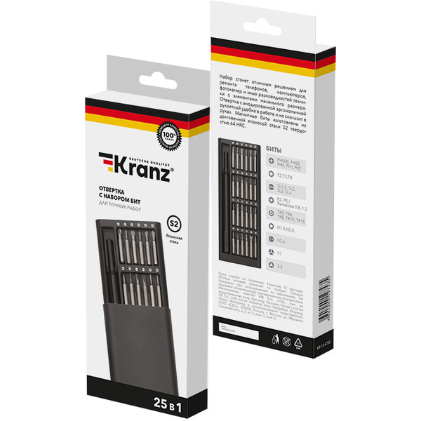 Набор отверток прецизионных Kranz KR-12-4753 (25 предметов)