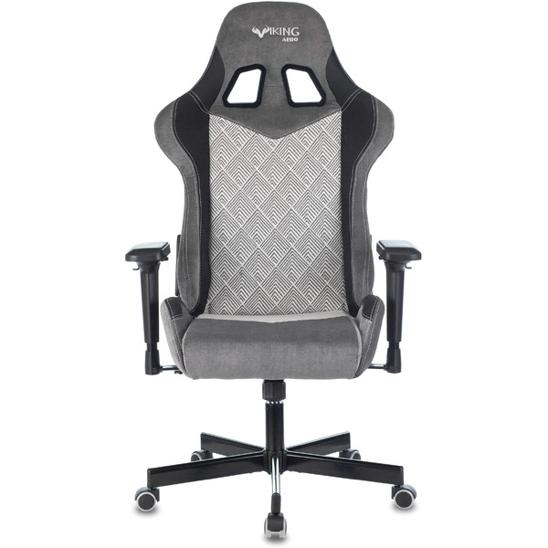 Кресло игровое Бюрократ Zombie VIKING 7 KNIGHT Fabric тк/экоко, сер ромб