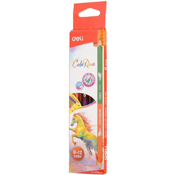 Карандаши цветные двухсторонние DELI "Color Run" C00500