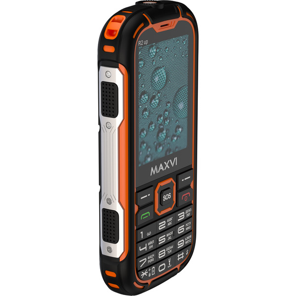 Мобильный телефон Maxvi R2 up + ЗУ WC-112 (черный/оранжевый)