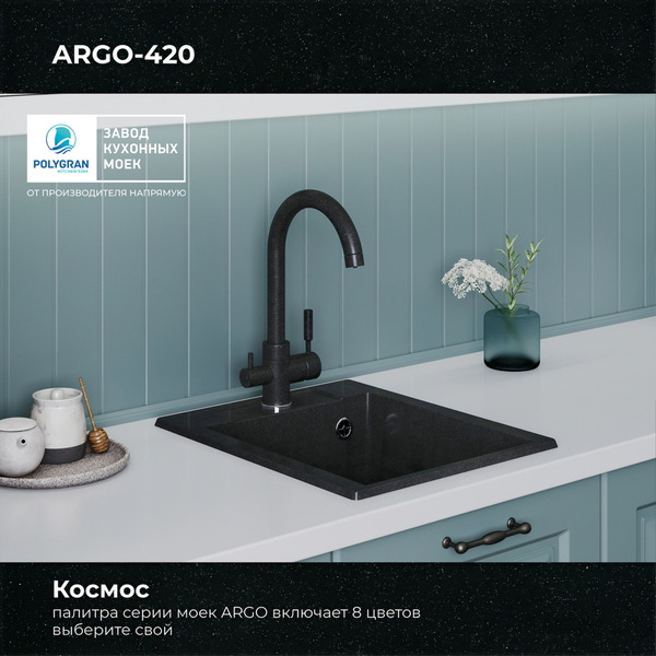 Мойка кухонная Polygran Argo-420 (космос)
