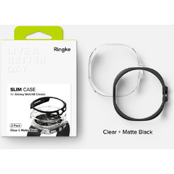 Чехол Ringke SLIM для Galaxy Watch 8 Classic 46mm CLEAR(1шт) + MATTE BLACK(1шт)