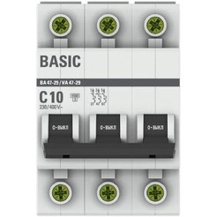 Выключатель автоматический EKF Basic ВА 47-29 3P 10А (C) 4,5кА