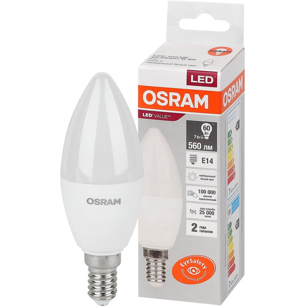 Лампа светодиодная OSRAM B60 7W 4000K Е14
