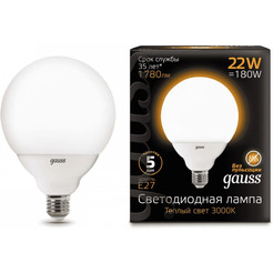 Лампа Gauss LED G125 E27 22W 3000K 105102122