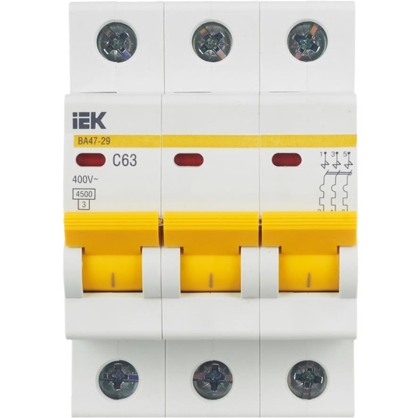 Выключатель автоматический IEK ВА 47-29 3п 63А C MVA20-3-063-C