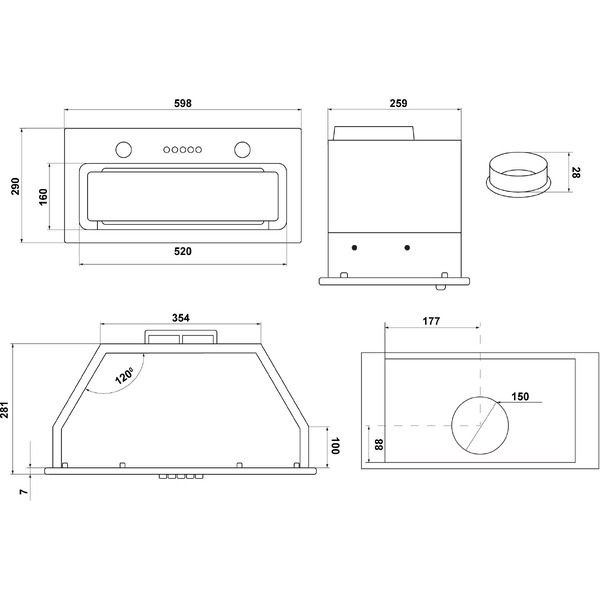 Вытяжка MAUNFELD Trapeze 601GG (белый)