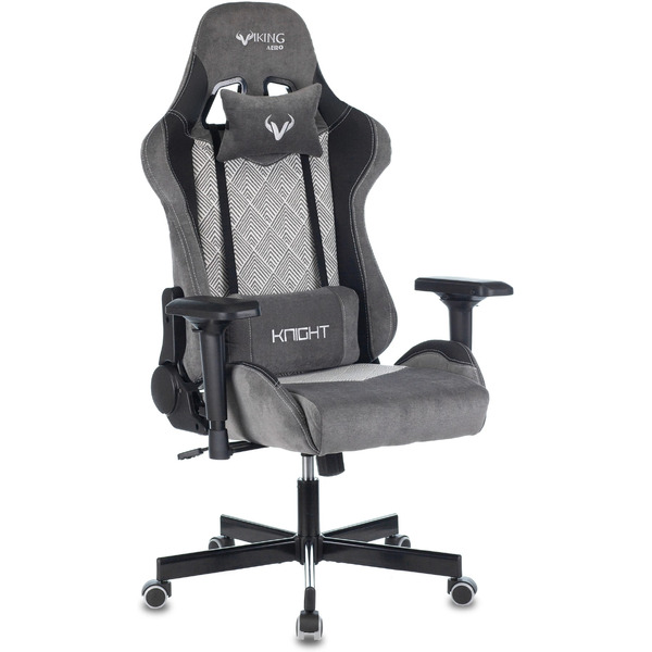 Кресло игровое Бюрократ Zombie VIKING 7 KNIGHT Fabric тк/экоко, сер ромб