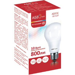 Лампочка светодиодная АБВ ЛЭД лайт A60 10W E27 4000K
