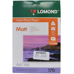 Фотобумага Lomond Матовая двухсторонняя A4 170 г/кв.м. 100 листов (0102006)
