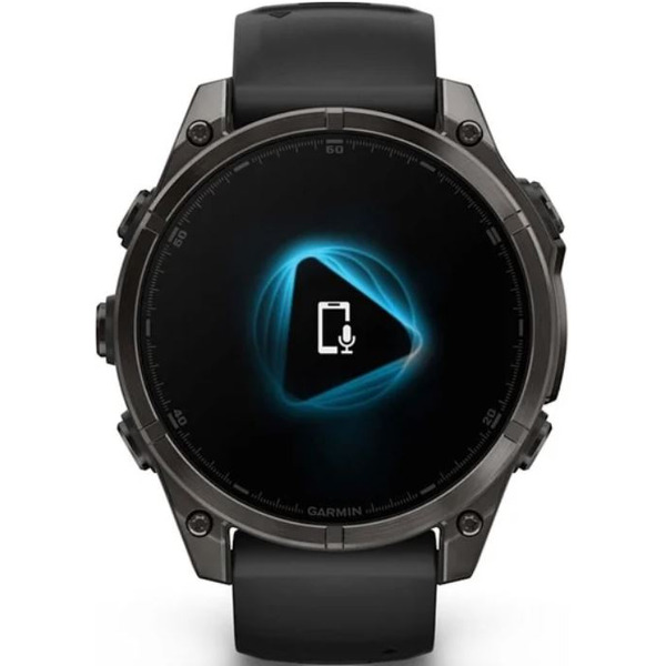 Умные часы Garmin Fenix 8 Sapphire, Titanium 47мм (угольно-черный DLC, пепельно-черный силиконовый ремешок)