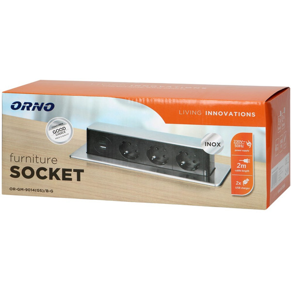 Блок розеточный Orno OR-GM-9014-I, 2 м