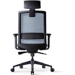 Кресло BESTUHL S30 (черная рама, спинка-сетка синий, сиденье-ткань черный)