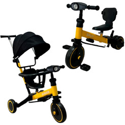 Беговел-велосипед Bubago Split BG-FPY-158-2 с ручкой (черный/желтый)