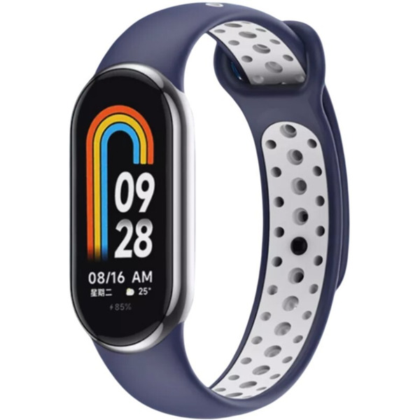 Ремешок Bingo Sport для Xiaomi Mi Band 8 Синий с белым