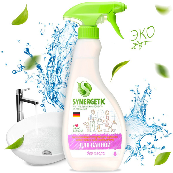 Средство для сантехники SYNERGETIC концентрированное, без хлора, 0,5л (104052)