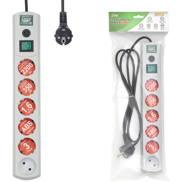 Сетевой фильтр Most LRG 1.6м (белый)