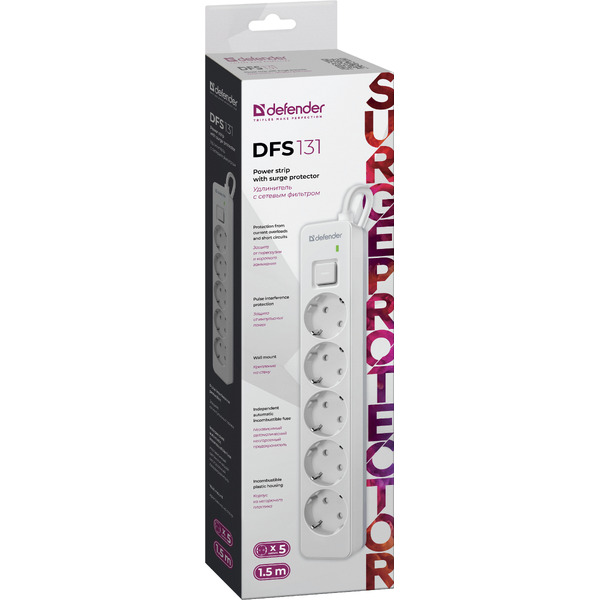 Сетевой фильтр Defender DFS 131 (1.5 м)