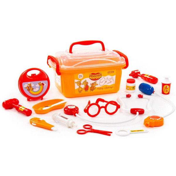 Игровой набор доктора Полесье Оранжевая корова Доктор 83357