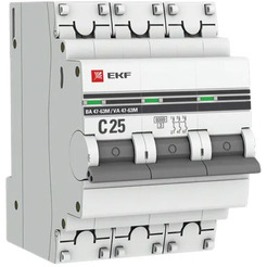 Выключатель автоматический EKF PROxima ВА 47-63М 3P 25А (C) 6kA