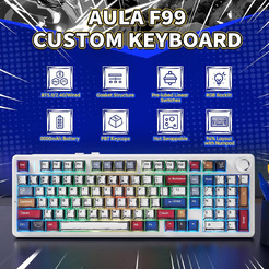 Клавиатура AULA F99 Pro Comic (белый/прозрачный, Leobog Star Vector)