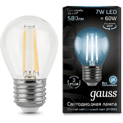 Лампа Gauss LED Filament Globe E27 7 Вт 4100 К 105802207