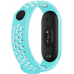 Ремешок Bingo Sport для XIAOMI Mi Band 5/6/7 (мята с белым)