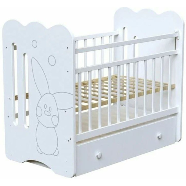 Классическая детская кроватка VDK Sweet Rabbit маятник-ящик (белый)