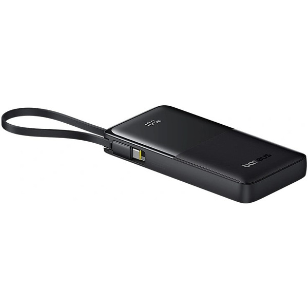 Внешний аккумулятор Baseus Bipow 2 Digital Display Power Bank With Built-in USB-C Cable 10000mah 20W (черный)