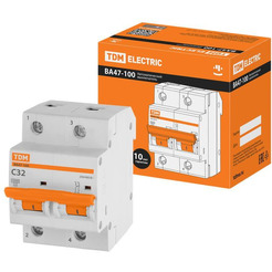 Выключатель автоматический TDM ВА 47-100 2Р 32А (C) 10кА SQ0207-0060
