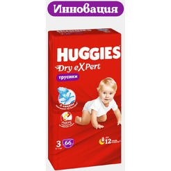 Детские трусики-подгузники Huggies Dry Expert Mega 3 (6-11кг), 66 шт