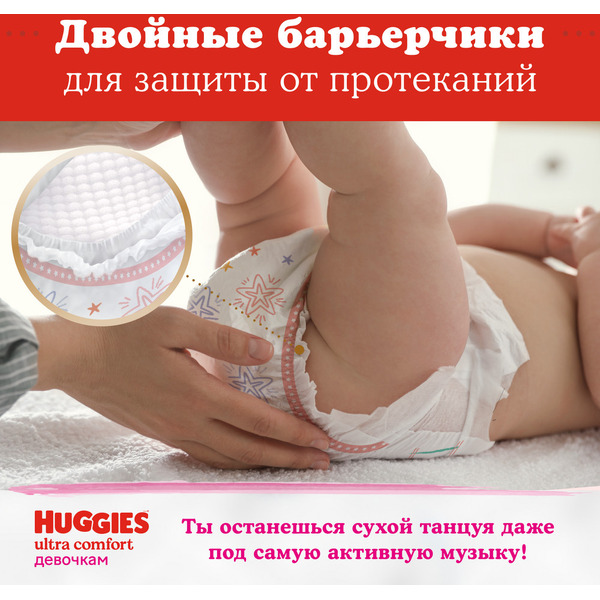 Детские одноразовые подгузники HUGGIES Ultra Comfort 5 Disney Girl (12-22кг) 84 шт.