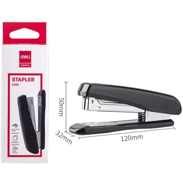Степлер Deli №24/6,26/6 E0306 (черный)