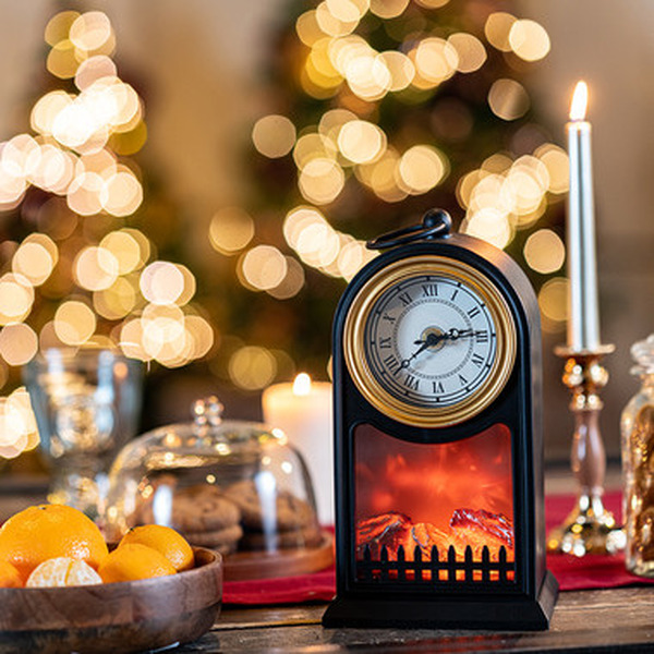 Светодиодный камин NEON-NIGHT Старинные часы с эффектом живого огня 511-020