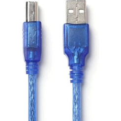 Кабель для принтера SIPU USB 2.0 4С Cu (1.5м с оплеткой, ферит, прозрачно-синий)