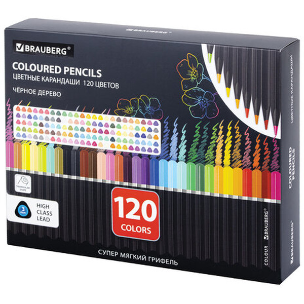 Набор цветных карандашей Brauberg Black Wood 182046 (120 шт)