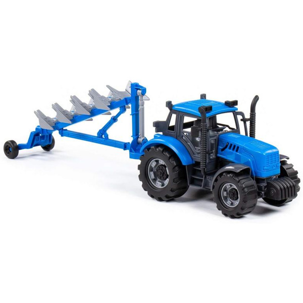 Трактор Полесье Прогресс с плугом 91291 (синий)