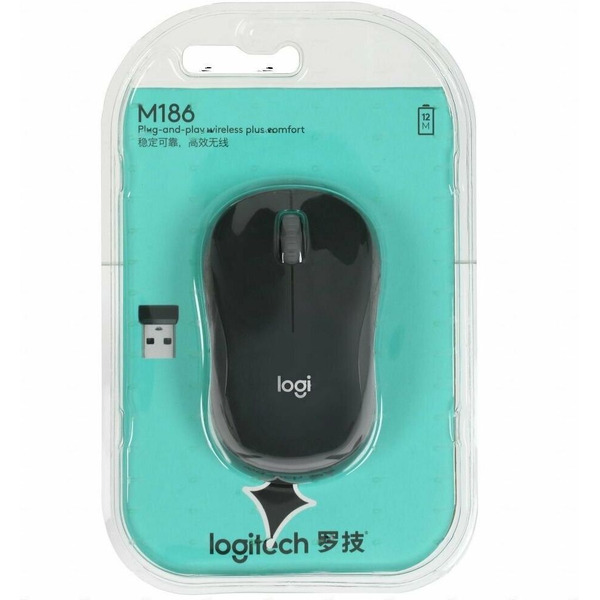 Мышь Logitech M186 (черный/серый)