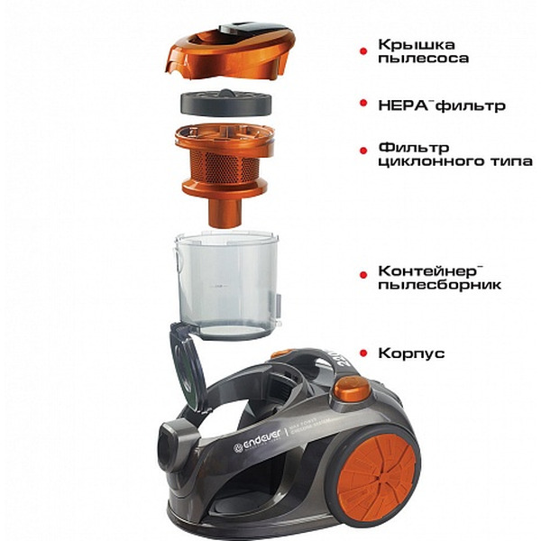 Пылесос Endever Skyclean VC-550 (серый/оранжевый)
