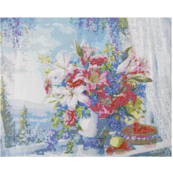 Картина стразами (алмазная мозаика) ОСТРОВ СОКРОВИЩ «Букет с гладиолусами» 663866