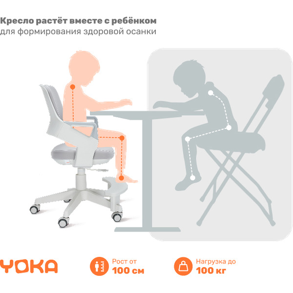 Кресло детское YOKA YC-13 Willow (серый)